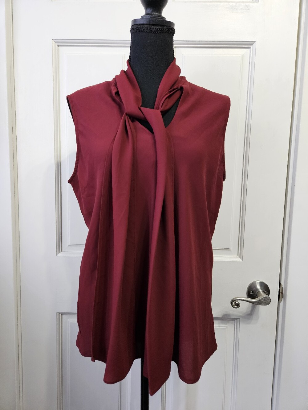 Nine West Wine Red Sleeveless Tie-Neck Camisole